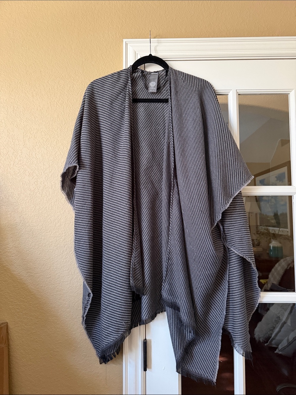 Vince Camuto Gray Striped Knit Wrap